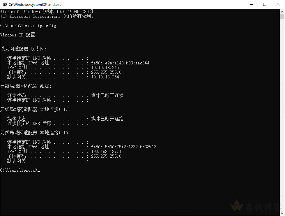 图片[5]-win10查看ip命令-春枫博客